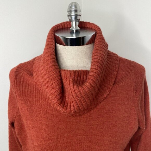 Elena Solano Cowl Neck Wool Sweater Burnt Orange Sz 1X Long Sleeve Tunic - Picture 2 of 8